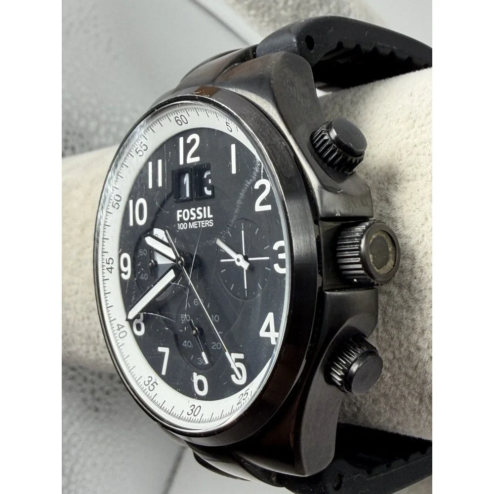 Fossil Mens New Battery CH2918 Qualifier Chronograph Black Watch 47MM 8.5